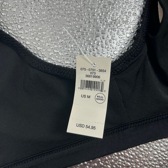 NWT Aerie Ribbed Mix Crossover Cut Out One Piece Swimsuit Black Full Coverage - Picture 6 of 7